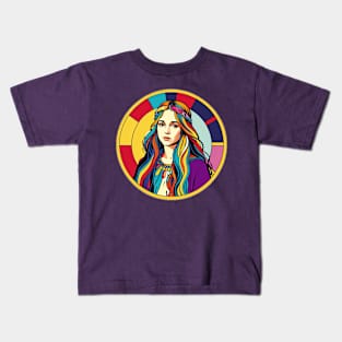 Brightly Colored Hippie Girl Kids T-Shirt